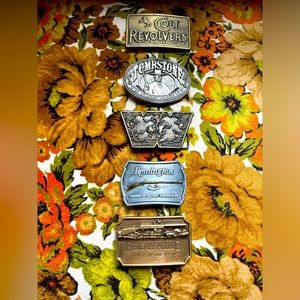 Lot 5 Belt Buckles Colt Tombstone Browning Remington Winchester Collectable